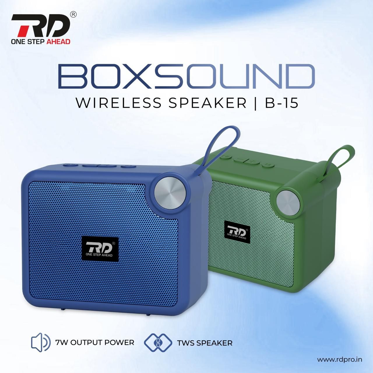 RD BoxSound B-15 Wireless Bluetooth Speaker | 7W Powerful Sound | TWS Dual Pairing | Portable Speaker