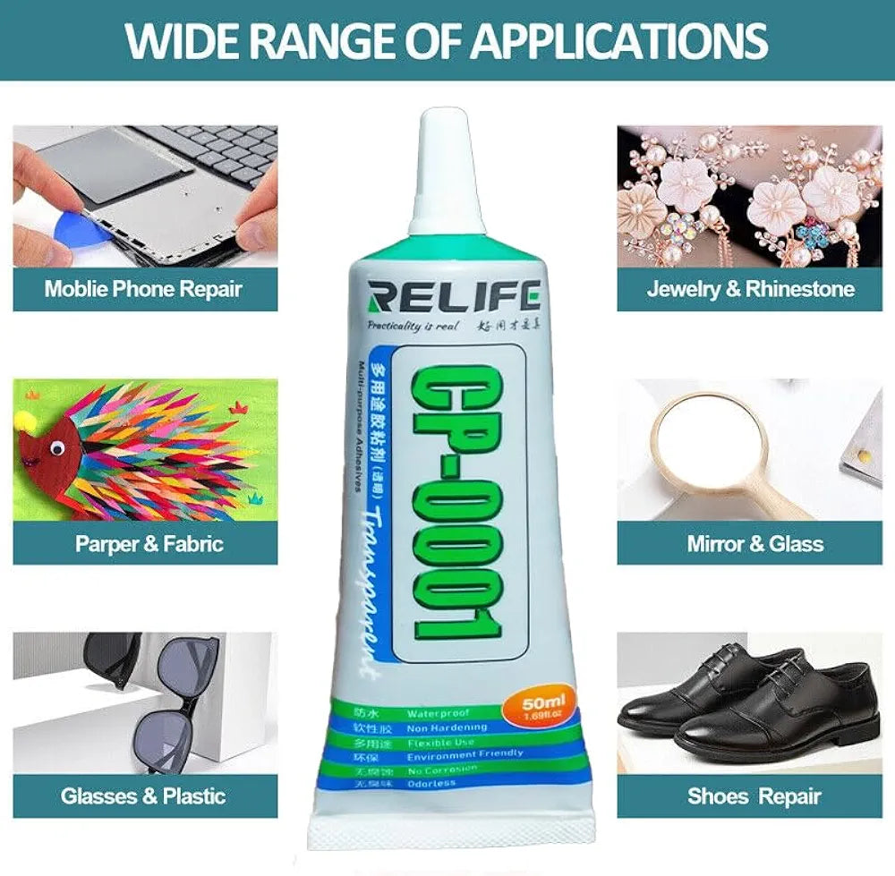 Relife CP-0001 Transparent Multipurpose Adhesive Glue (50ML) – High-Strength Repair for Mobile Screens, Jewelry, and Crafts