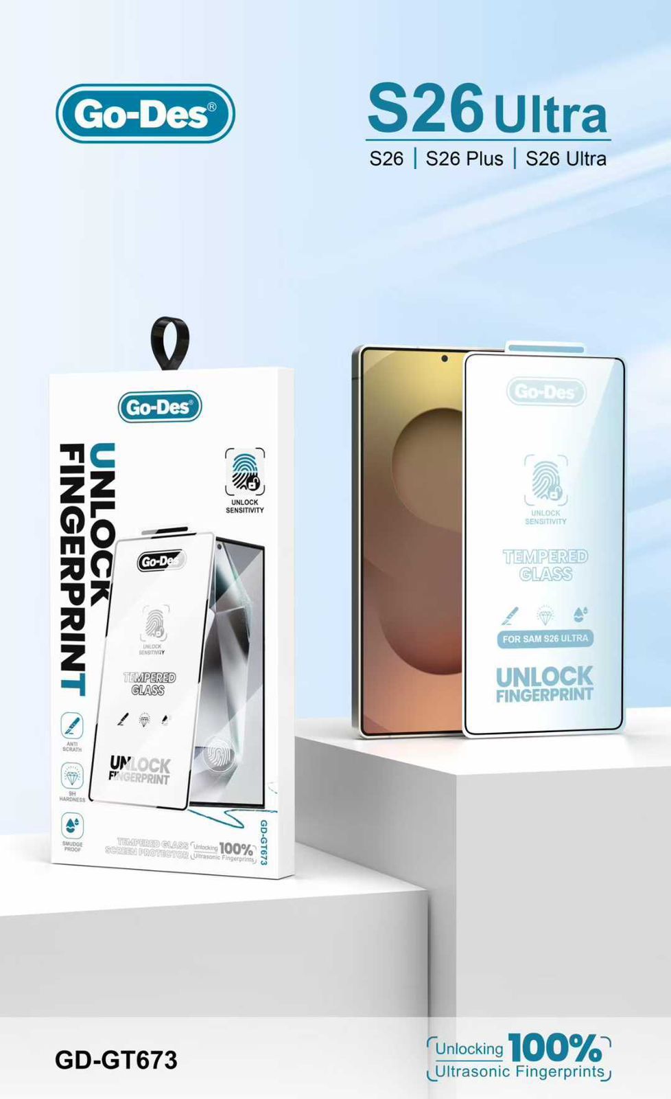 Go-Des GD-GT673, S26 ULTRA premium tempered glass screen protector | specifically designed for the Samsung Galaxy S26 Ultra.