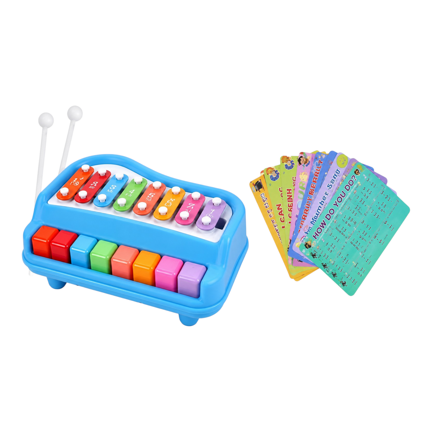 MR 2-in-1 Baby Piano Xylophone Toy – 8-Key Multicolored Musical Instrument for Toddlers (1-3 Years) – Preschool Educational Learning Toy