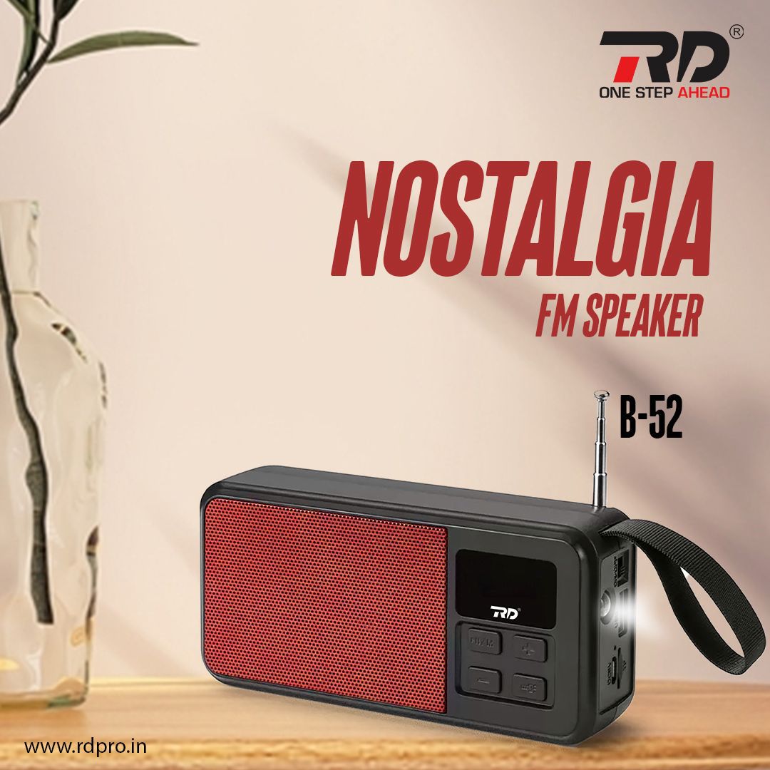 RD Nostalgia B-52 FM Radio Wireless Speaker | Portable Bluetooth Speaker with Antenna | USB/TF Card Support