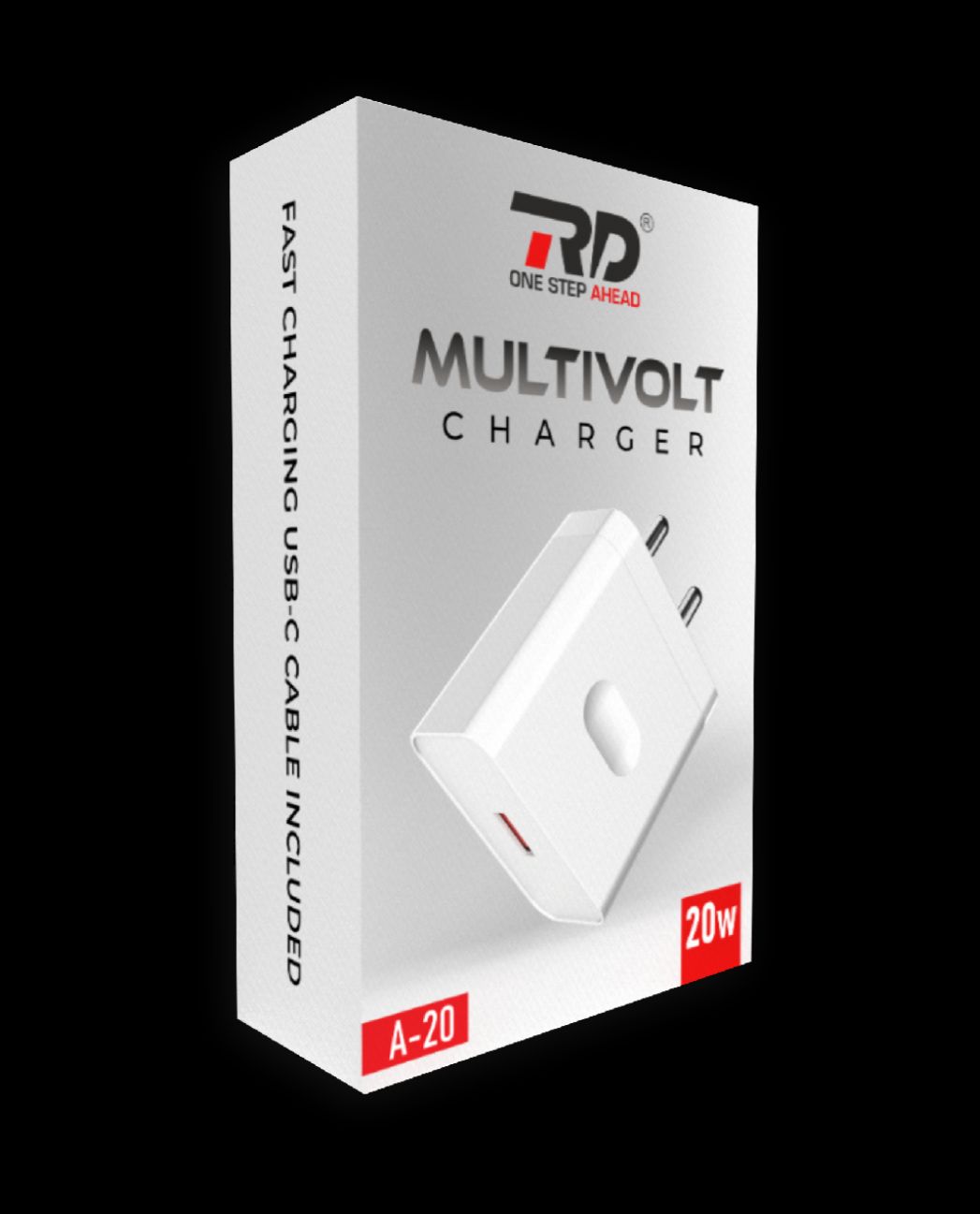 RD A-20 20W Fast Charger with USB-C Cable – Multivolt Power Adapter for Smartphones