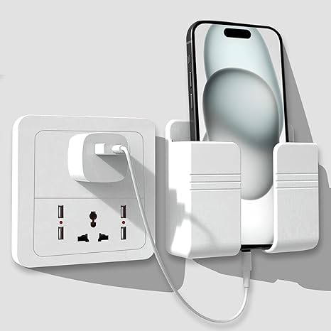 Tensea ABS Mobile Phone Charging Stand, Multi-Functional Storage Holder, Bedside Fixed Rack, Bedroom, Office Accessories, Acrylonitrile Butadiene Styrene, White 01, Portable Electronic Devices, 9.9x3x8.6 cm