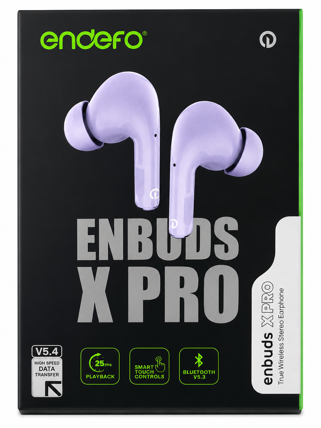 Endefo Enbuds X Pro True Wireless Earphones (Lavender) – Bluetooth 5.3, 25 Hrs Playback & IPX4 Water Resistance