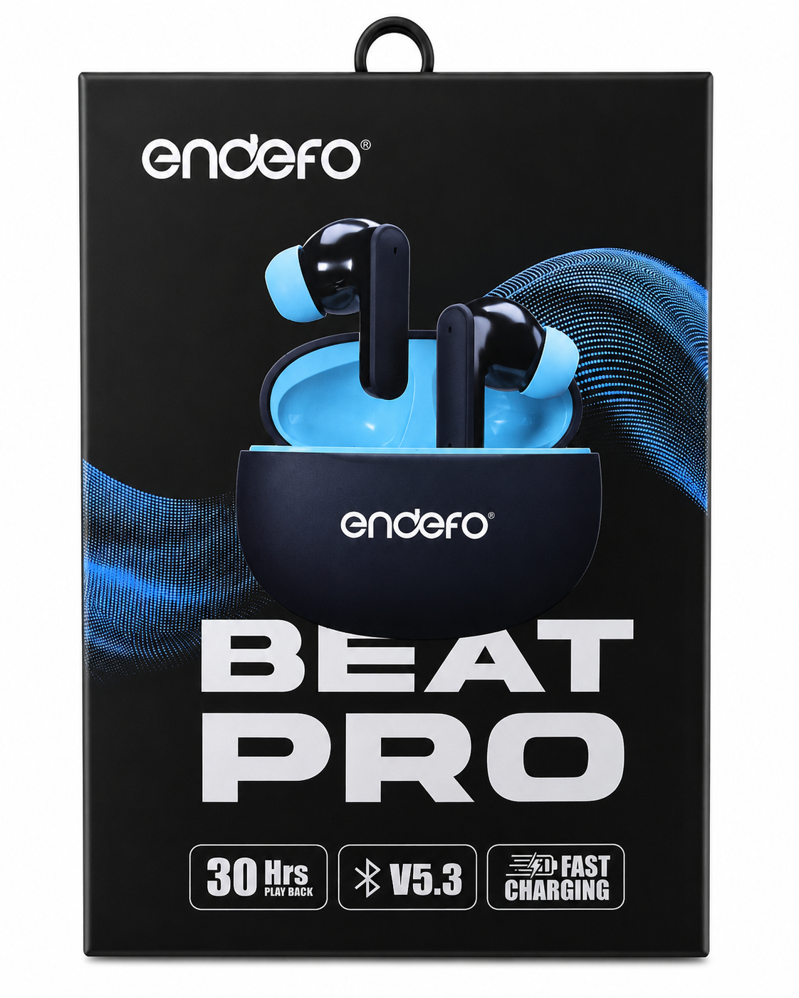 Endefo Beat Pro True Wireless Earphones – Bluetooth 5.3, 30 Hrs Playback, 10mm Drivers & Fast Charging (Blue)