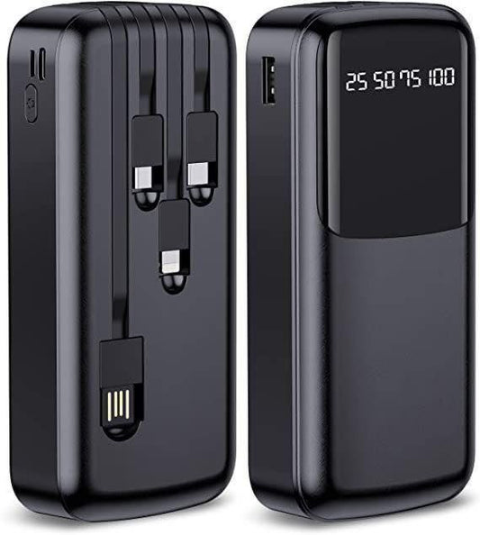 Portable Power Bank with Built-in Cables | Fast Charging 10000mAh
