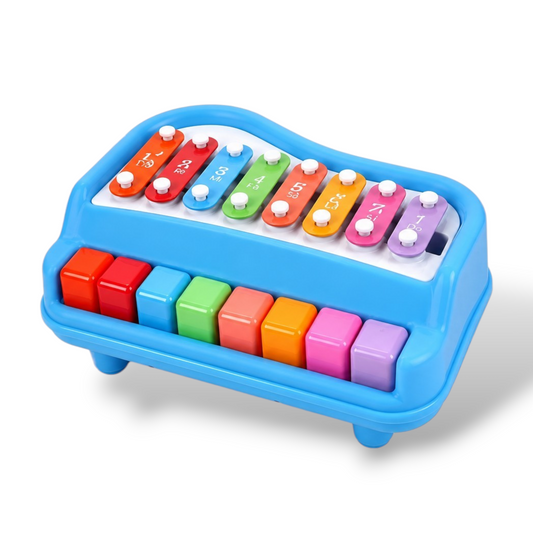 MR 2-in-1 Baby Piano Xylophone Toy – 8-Key Multicolored Musical Instrument for Toddlers (1-3 Years) – Preschool Educational Learning Toy