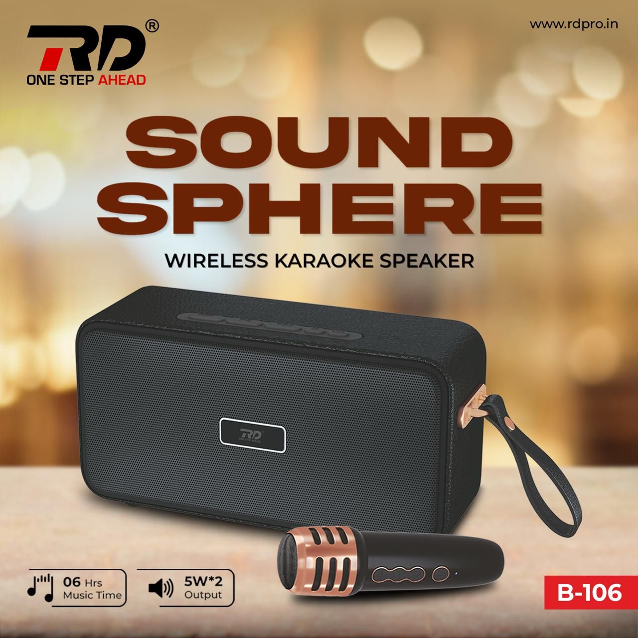 RD SOUND SPHERE B-106 Wireless Karaoke Speaker – 10W Portable Bluetooth Speaker with Wireless Mic