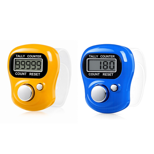 Digital Hand Finger Tally Counter (Set of 2) – Portable Electronic Ring for Tasbih, Jaap Mala, and Stitch Counting (Multicolour)