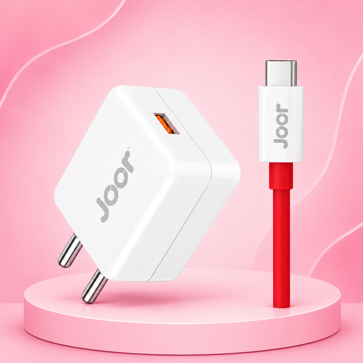 Joor J-QC470 65W SuperVOOC Fast Charger with Type-C / V8 Cable – Warp, Dash & QC 3.0 Compatible