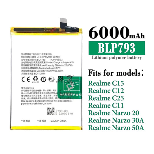 BLP793 Battery for Realme Narzo 50A – 6000mAh High-Capacity Replacement Battery