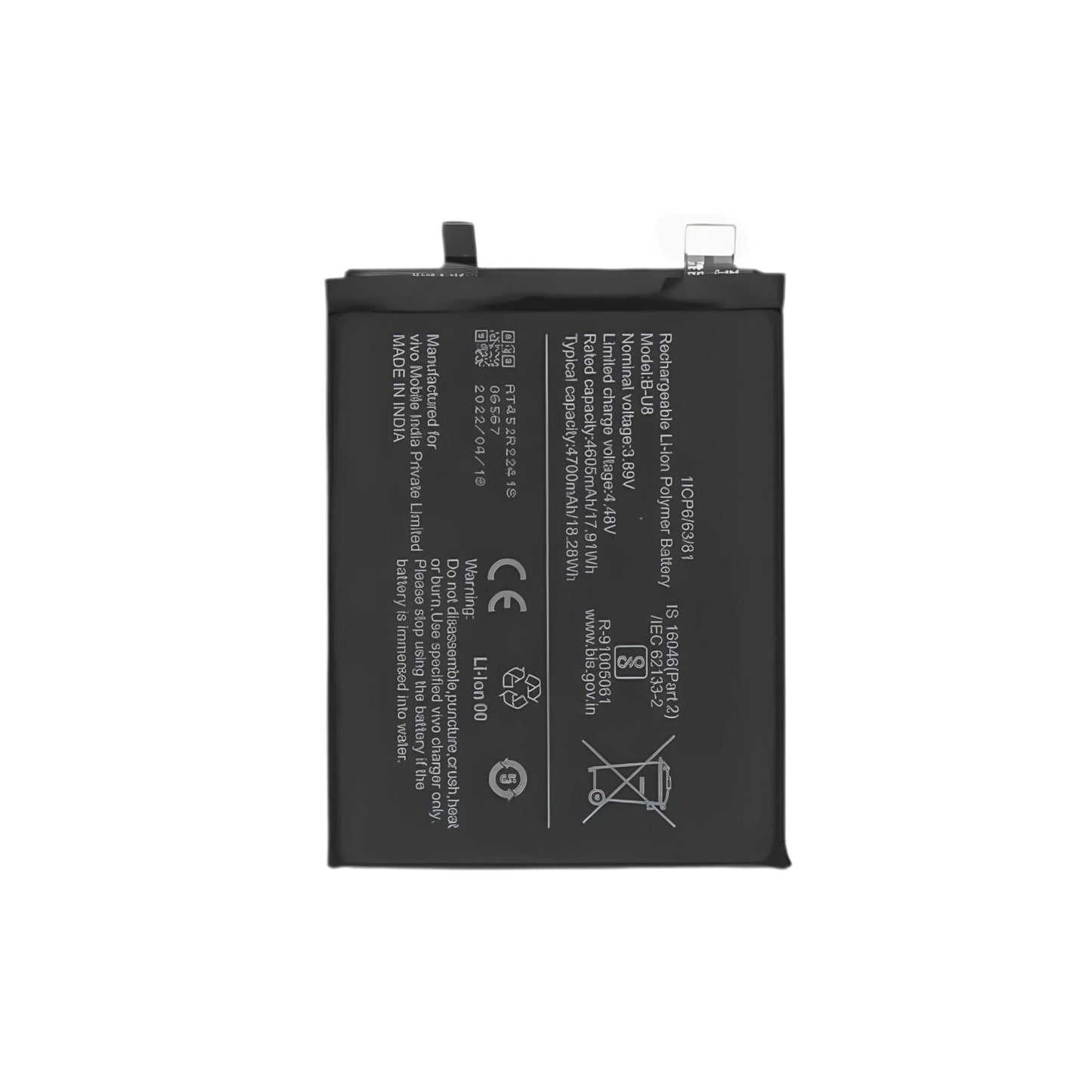 B-U8 Battery for Vivo T1 Pro 5G / iQOO Z6 Pro 5G – 4700mAh High-Capacity Replacement